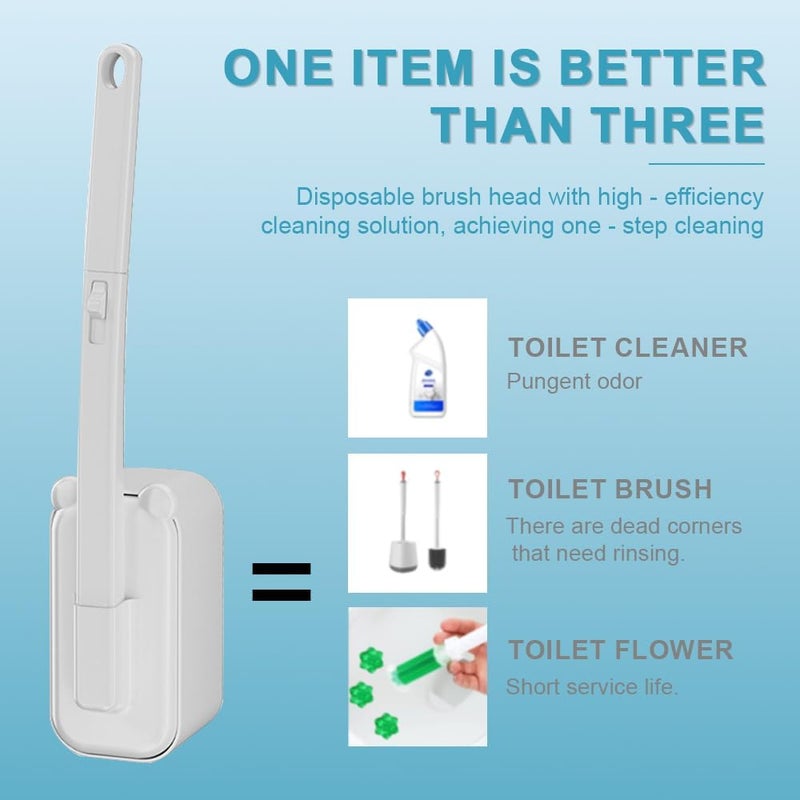 clowand Disposable Toilet Brush Toilet Bowl Cleaner,Toilet Cleaning Supplies,Toilet Bowl Brush,Toilet Cleaner Brush,Toilet Brush with Holder,48 Refills for Cleaning and Hygienic (White) - Image 3